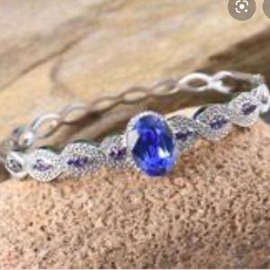 Royal blue and purple simulated diamond bangle